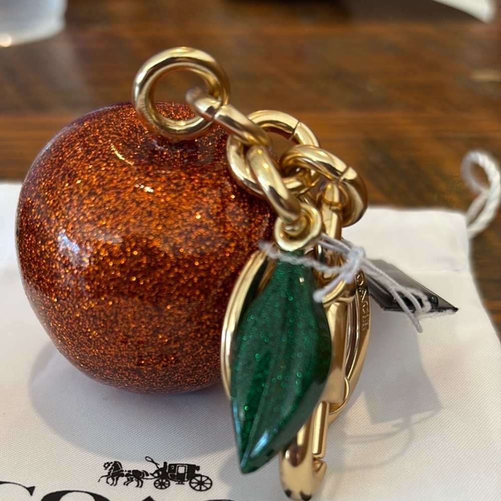 🍊🍊🍊Coach Sparkling Orange Fruit Keychain Bag charm 🍊🍊🍊 NWT 🍊🍊🍊 - Picture 2 of 16
